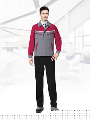 春秋長袖反光條工作服套裝男士